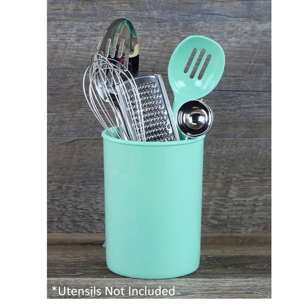 NEW Reston Lloyd Seafoam Green Utensil Holder Jar Vase Plastic Food Safe